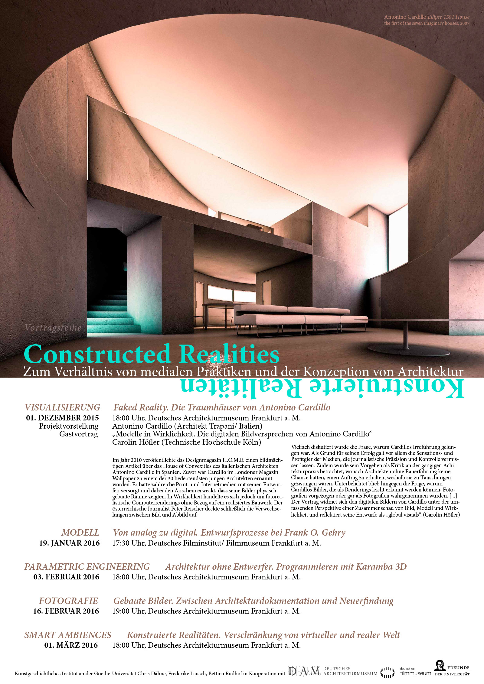 Goethe‑Universität Constructed Realities poster on Antonino Cardillo